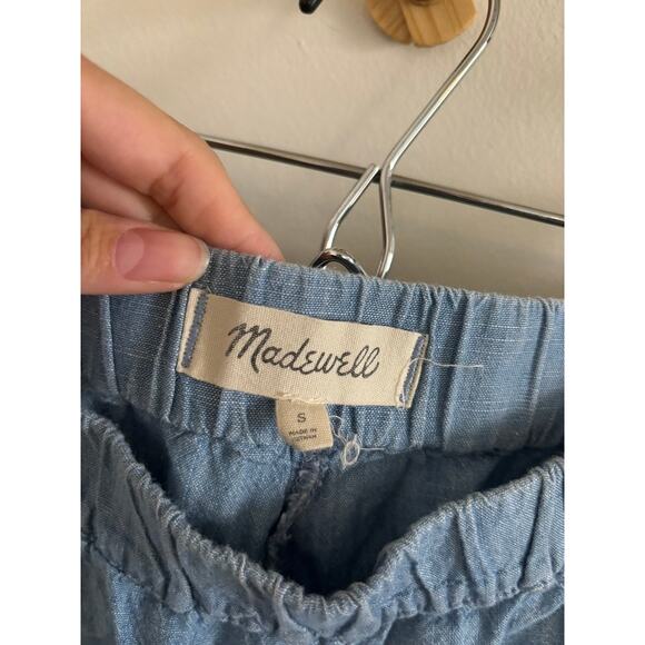 Madewell Shorts Women's Small Chambray Pull-On Blue High Rise Pockets - Picture 4 of 8